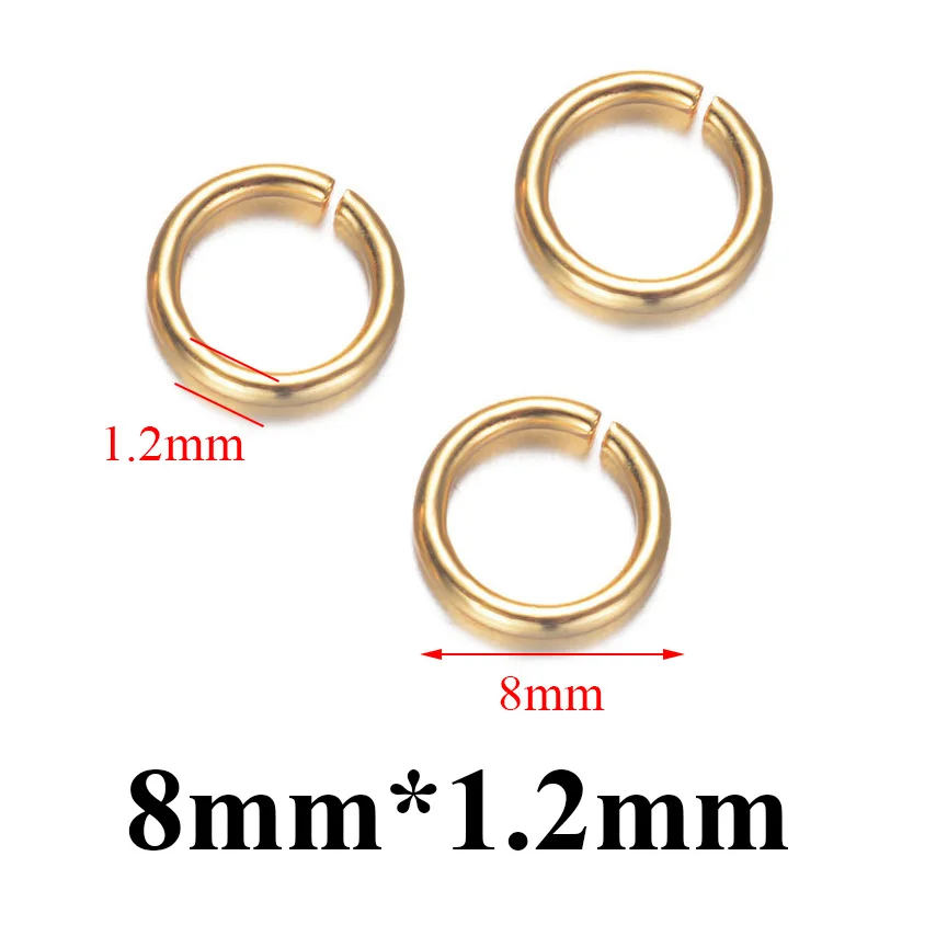 1.2mmx8mm Высококачественные золотые кольца из нержавеющей стали для изготовления ювелирных изделий, фурнитура и ожерелье, серьги - Цвет: 1.2mmx8mm