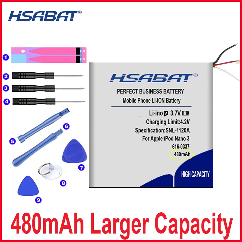Аккумулятор HSABAT 0 цикл 480 мАч 616 0337 для Apple iPod Nano 3 3rd 3Gen Nano3rd Nano3 Phone запасной