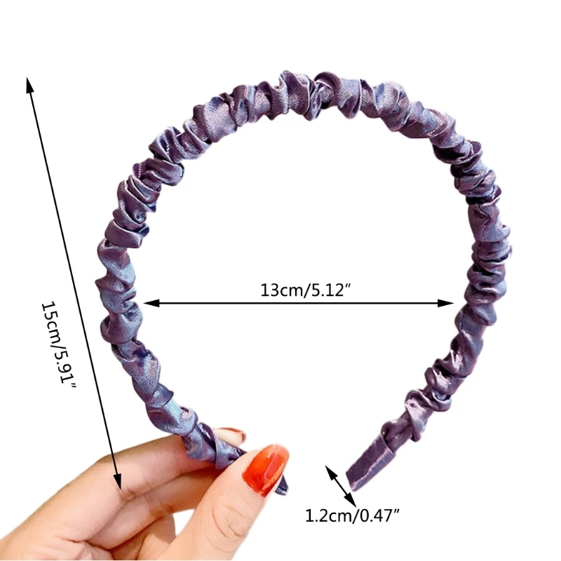 

Обруч для волос G5AE плиссированный атласный, креативный бандаж на голову с рюшами, не скользит, модный аксессуар для волос