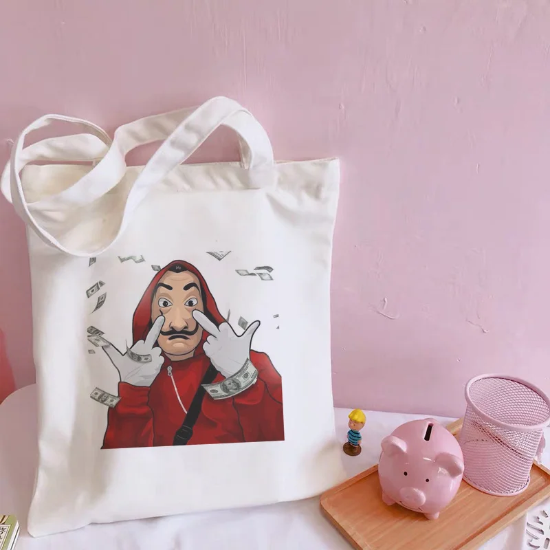 Наплечные сумки Money Heist сумка для покупок La Casa De Papel Camiseta повседневная панк-сумка с