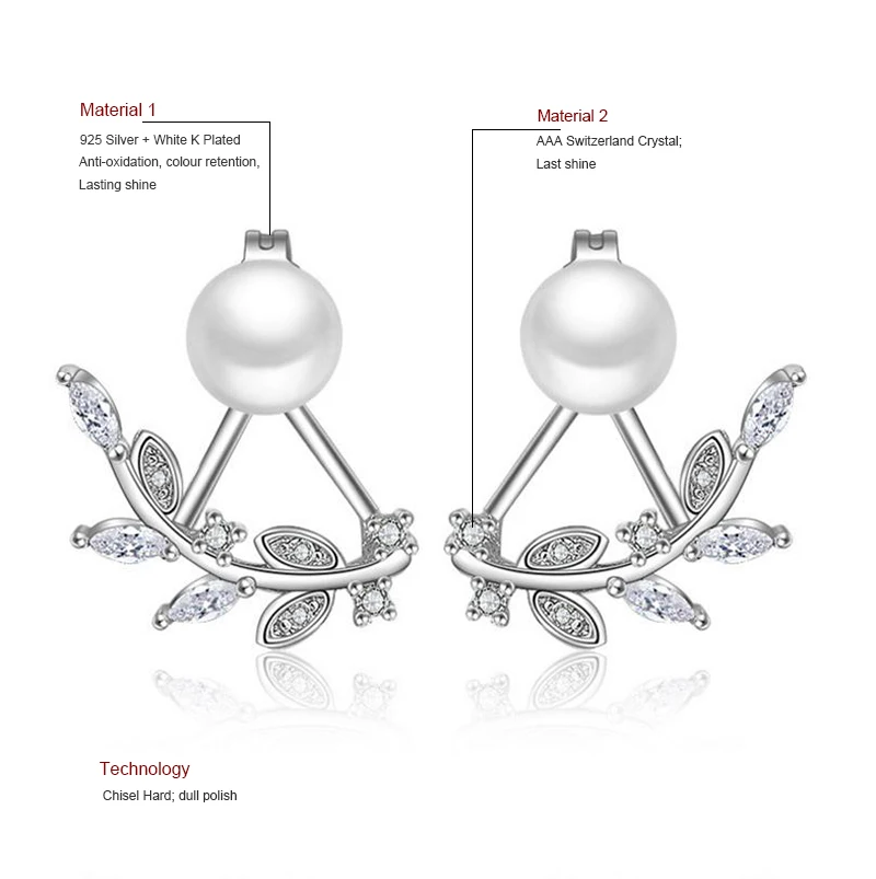 Новые Элегантные серьги в форме листа для женщин и девочек серьги-гвоздики из