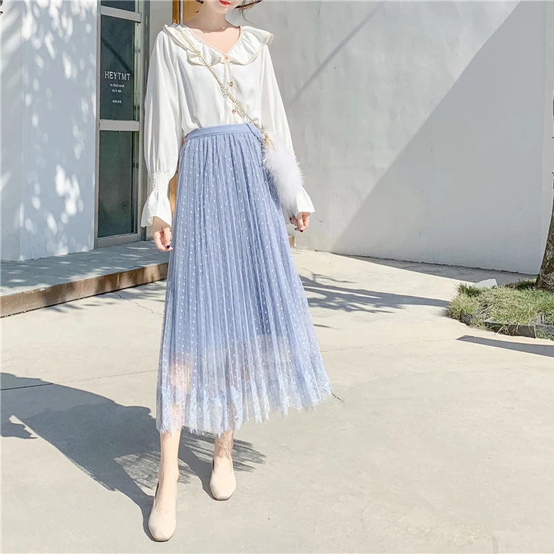 Lucyever элегантная женская сетчатая юбка с эластичной высокой талией