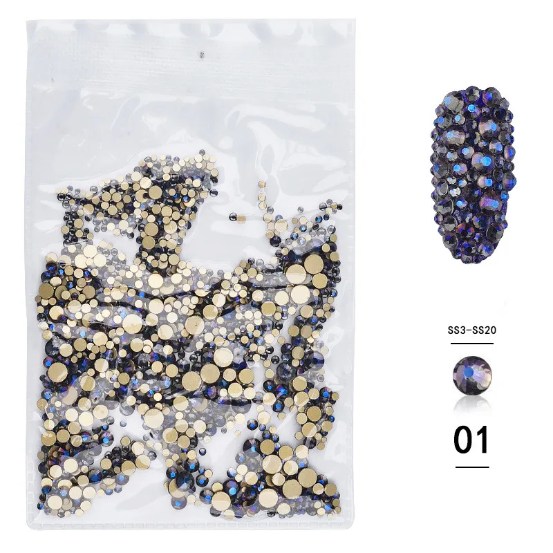 1 шт. в упаковке микс SS3-SS20 ногтей Стразы Красочные усеяны искусственными