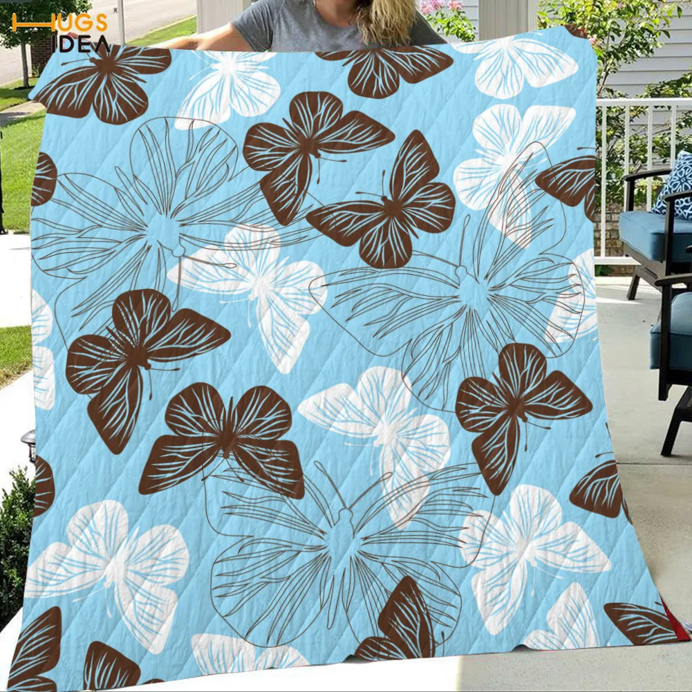 Economici Trapunta In Tessuto Per La Casa Di Design Blu E Bianco Farfalle HUGSIDEA Per Letto Trapunte Premium Personalizzate Morbide E Confortevoli