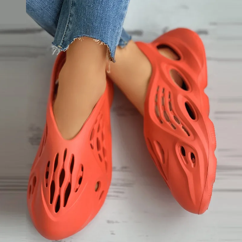 

Женские пляжные шлепанцы с дырками, мягкие сандалии с дырками, модная повседневная Уличная обувь с открытым носком, лето 2021