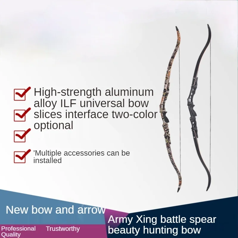 

Recurve Bow 35-60 Pounds Archery Aluminum Alloy Right Hand Bow Handle Detachable Outdoor Camping Hunting Shooting Training