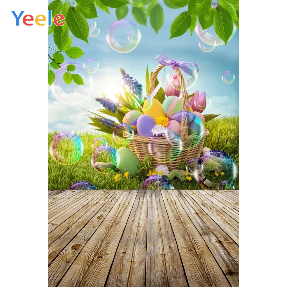 Фоны для фотосъемки Yeele Весенняя Пасхальная Трава корзина яйца виниловые