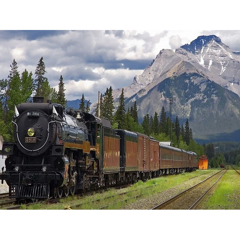 5D алмазная вышивка полный набор круглые стразы картины поезда для 3D алмазной