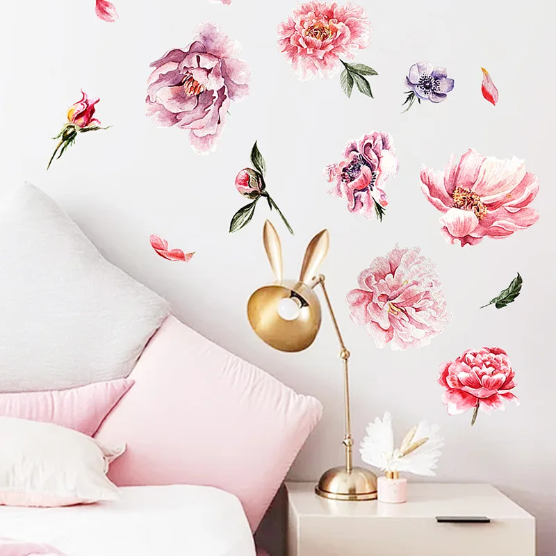 

DIY Durable Painted Peony Lily Wallpaper Children'S Favorite Delicate Floral Room Home Office Decoration Stickers