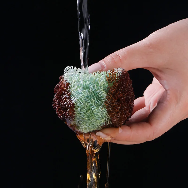 Антипригарный стальной шарик из нановолокна пластиковый для чистки длинная