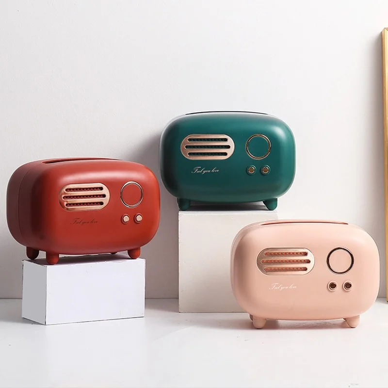

Tissue Box Radio Shape with Wide Mouth Napkin Tissue Paper Holder Creative Napkin Drawer Design Anti-slip Living Room Storage