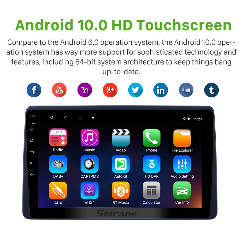 Seicane 10.1 Inch Android 10.0 API 29 IPS GPS Navi Multimedia Player For 2018 Renault Duster Steering Wheel Control Car Radio | Автомобили