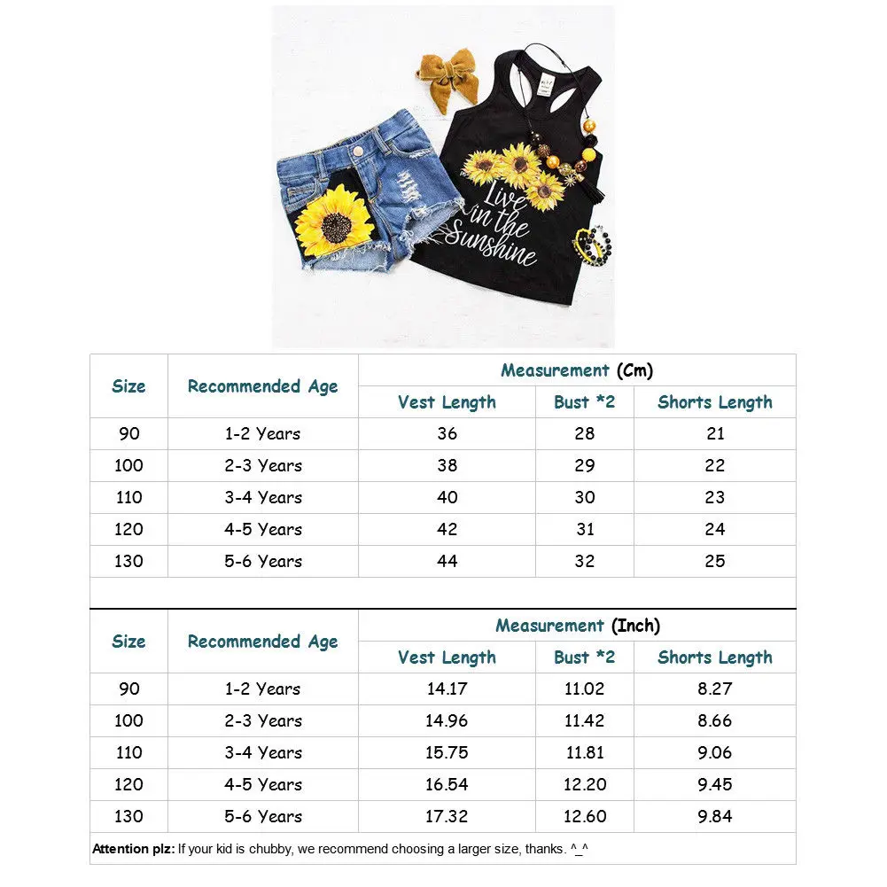 

Toddler Kids Baby Girl Clothes Sets Summer Floral Vest Tops+Denim Shorts Pants 2PCS Outfits Baby Summer Clothing 1-6Y