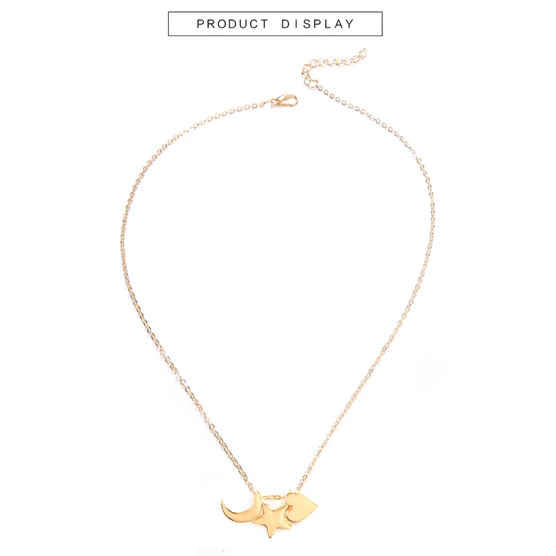 Женский чокер в стиле бохо ожерелье с кулоном виде маленького сердца и Луны