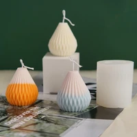 geometric line silicone candle mould origami pear shell shaped striped cone soap making diy art plaster mold home decor ornament
