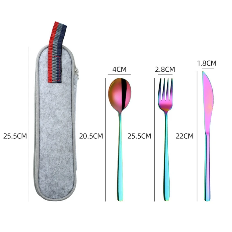 

8Pcs Portable Dinnerware Set Camp Utensils Travel Cutlery Set With Spoon Fork Chopsticks Case Kitchen Accessories