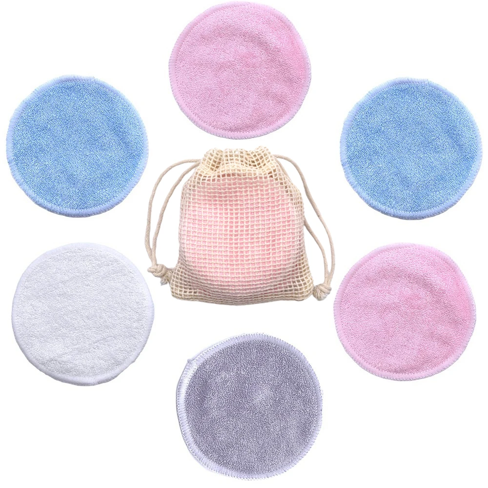 

Reusable Bamboo Makeup Remover Pads Cotton 10Pcs Microfiber Washable Rounds Cleansing Facial Tools Make Up Removal Pad