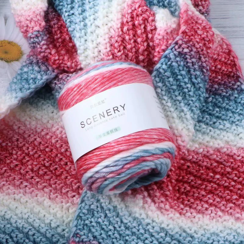 100 г шерстяные пальто для женщин Радужная цветная хлопчатобумажная пряжа ручной