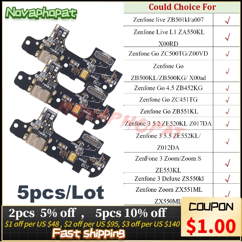 

Novaphopat для Asus Zenfone Go ZB452KG ZC451TG ZC500TG ZB500KL X00AD порт для зарядной USB док-станции зарядное устройство микрофон Шлейф плата + трек