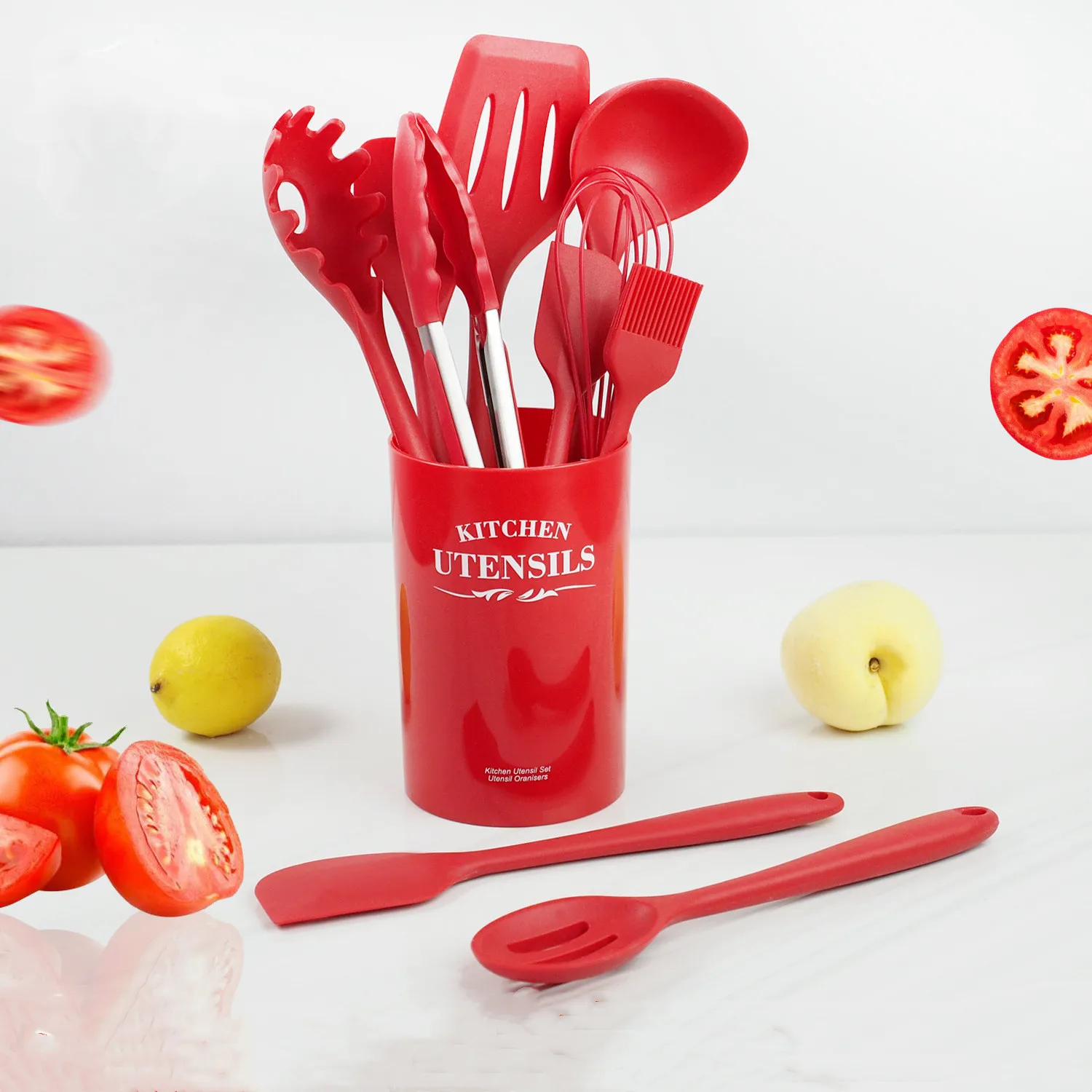 

Silicone Kitchenware Cookware 10-Piece Set Non-Stick Spatula Spatula Egg Beater Spatula Cooking Spatula Spoon Kitchen Tool Set