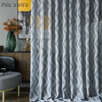 modern minimalist blue gray geometric striped curtain semi shading partition curtains for living dining room bedroom