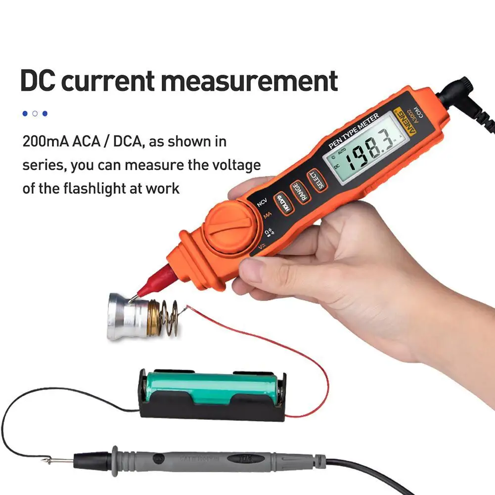 

ANENG A3002 Digital Multimeter Pen Type 4000 Counts with Non Contact AC/DC Voltage Resistance Diode Continuity Tester Tool