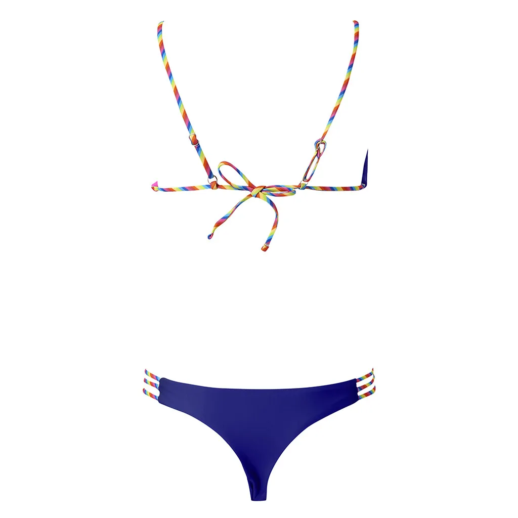 SAGACE женский Одноцветный комплект бикини из двух частей купальник Высокая талия