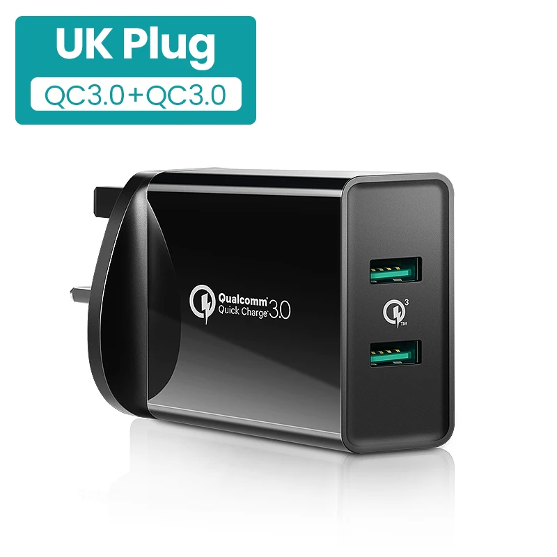 Dual QC3.0 UK Ugreen быстрое зарядное устройство quick charge 3,0 QC 36 Вт USB зарядное устройство для iPhone QC3.0 настенное зарядное устройство для samsung s10 Xiaomi Mi 9 зарядное устройство для телефона - Тип штекера: Dual QC3.0 UK