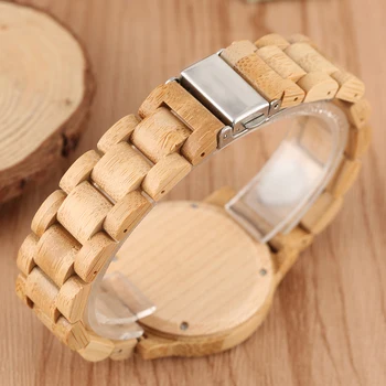 Simple Women Pure Wood Watch - Quartz Ladies Bamboo Clock 4