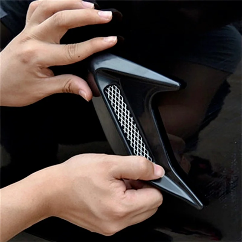 

2pcs Car Shark Gill 3D Sticker Board Simulation Air Outlet Side Auto Hood Fashion Decoration Fake Air Outlet Car Sticker