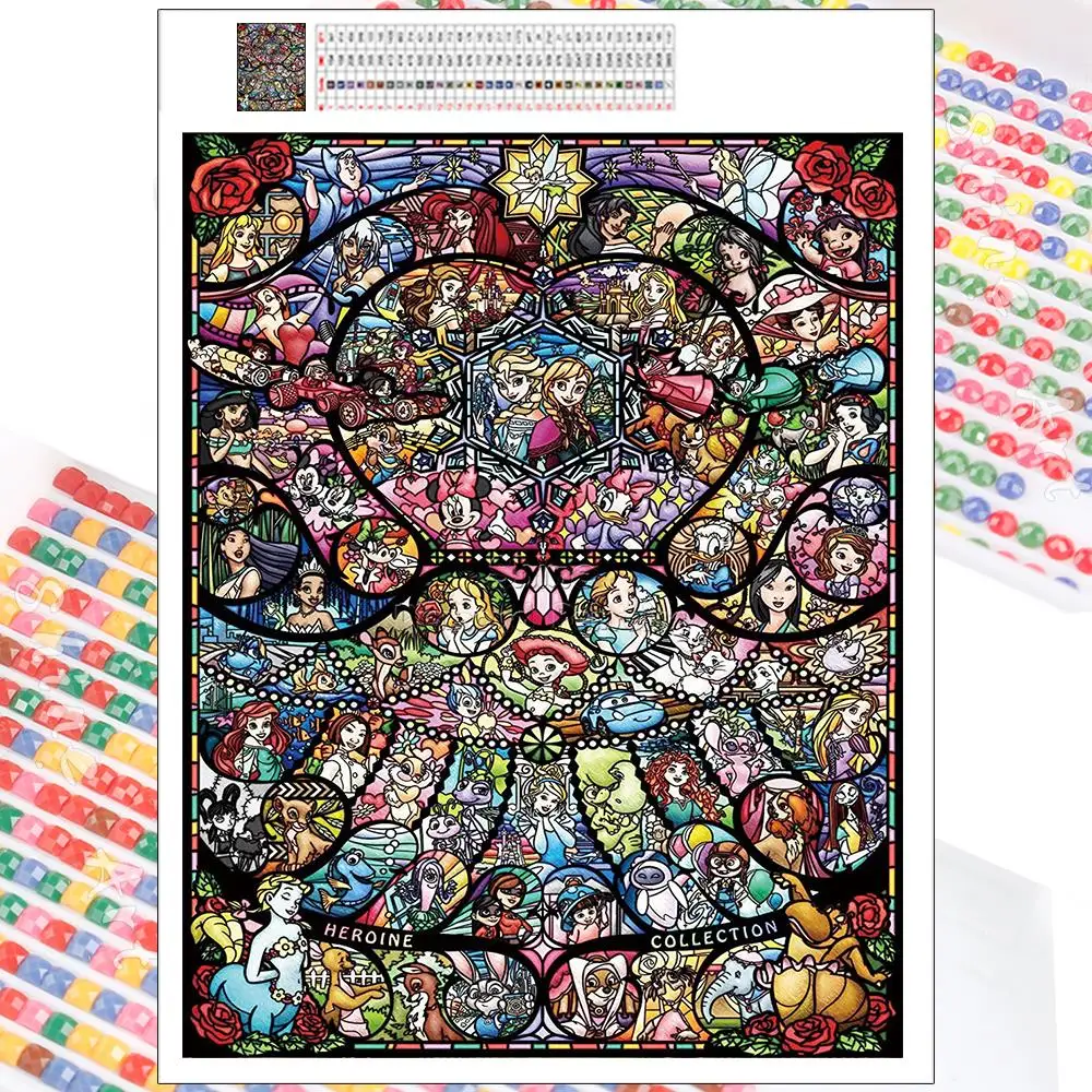 

Diamond Painting Disney Cartoon All Fairy Characters Princess Set Cross Stitch Full Drill Art Embroidery 5D DIY Mosaic Kit Decor