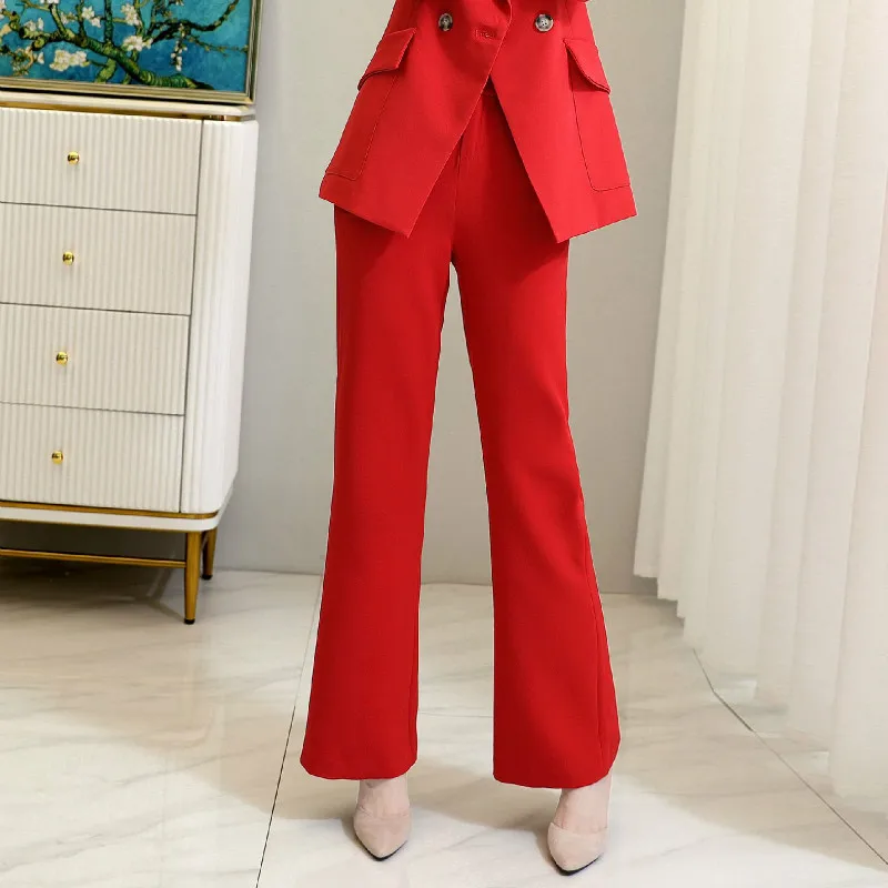 

Large Size M-5XL Female Pants High Quality 2021 New Autumn and Winter Women's Flared Trousers Fashion Suit Pants Red Black