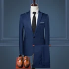 Пиджак и брюки, эксклюзивный мужской деловой костюм в клетку, для отдыха, официальный костюм, 2 комплекта, для жениха, свадьбы