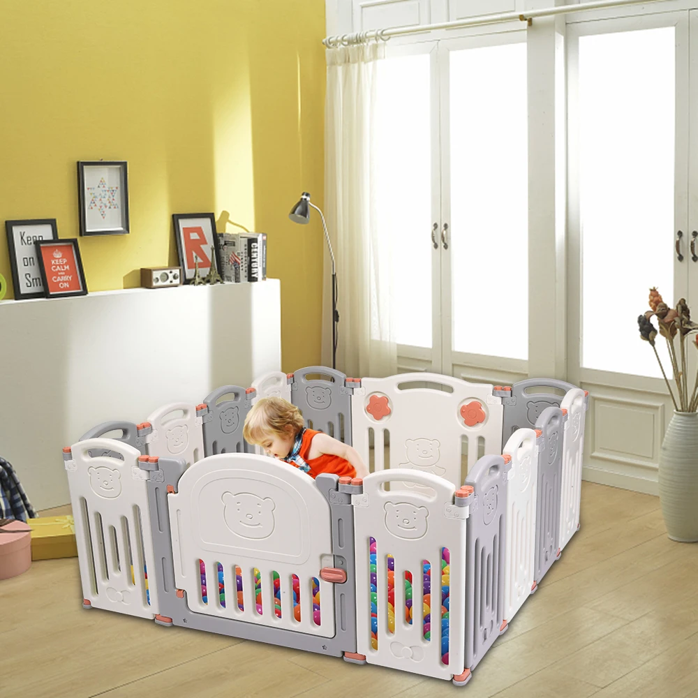 Corralito plegable para beb&eacute;, muebles de seguridad para actividades, patio, casa, patio interior y exterior, parque de Arena, PISCINA DE BOLAS seca-5