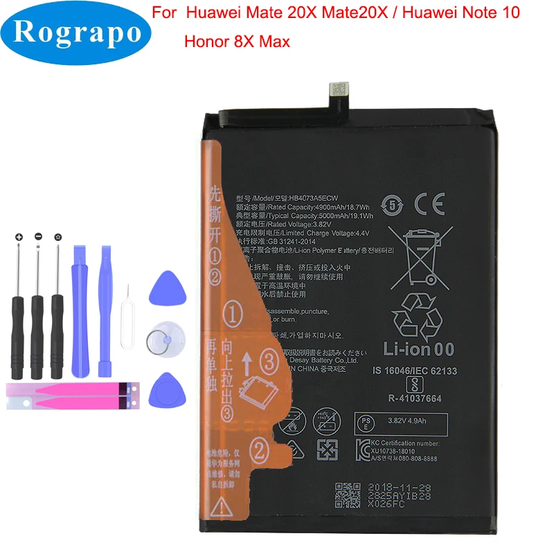 Новый оригинальный 5000mAh HB4073A5ECW Полный Аккумулятор для смартфона Huawei Mate 20 X Mate20X 20X