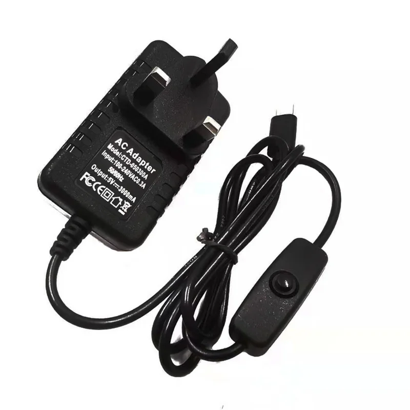 Raspberry pi 4 DC 5В 3A кнопка переключения питания адаптер Micro USB порт Вольт для телефона +