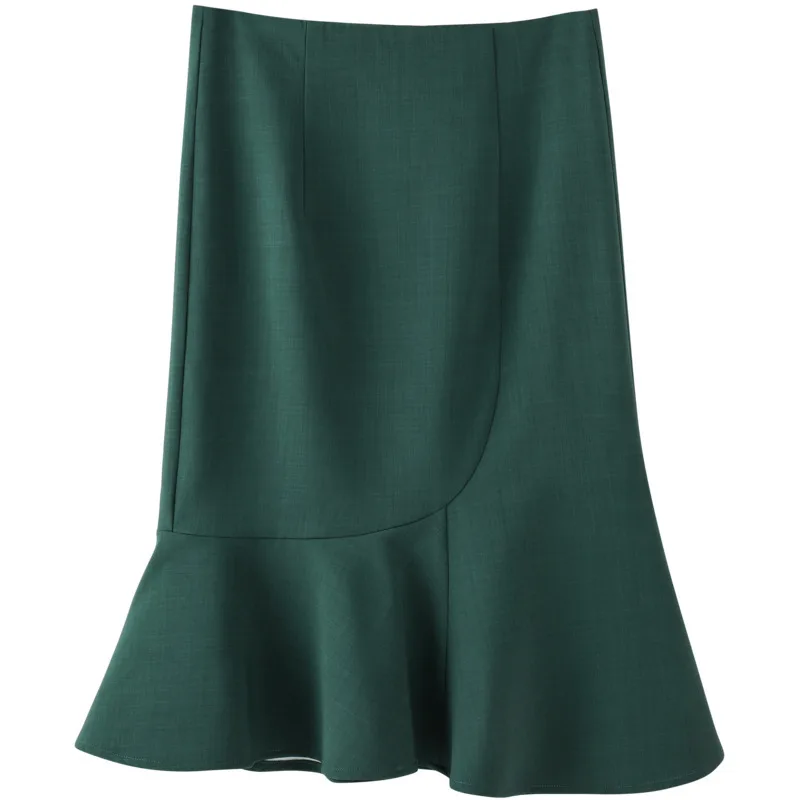 

Autumn new fund bust skirt of tall waist commuter OL fishtail skirt show thin solid color joker bag hip skirt