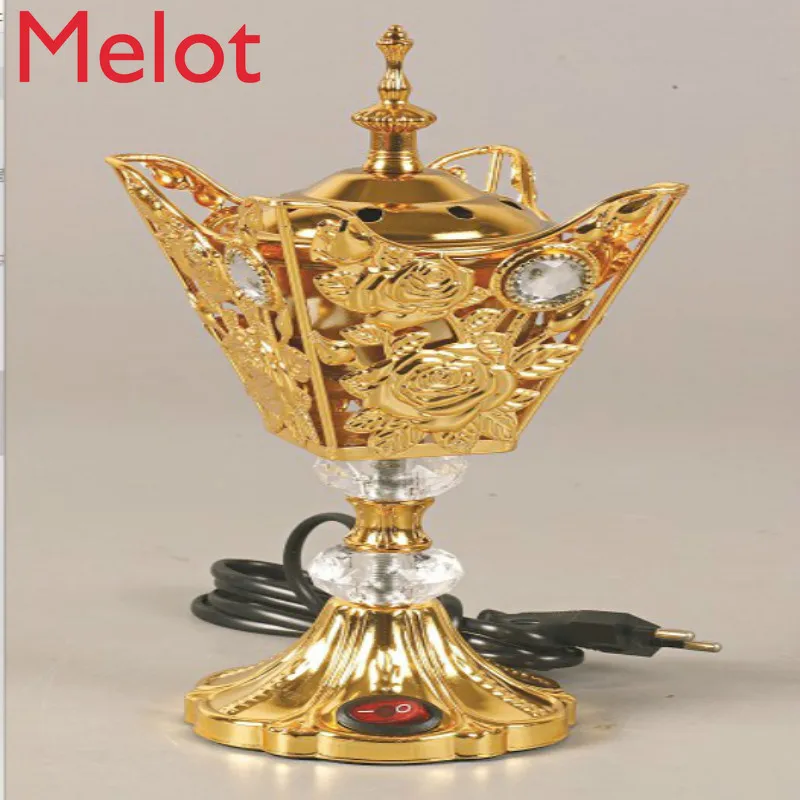 

Arab Aroma Stove Luxury Electric Incense Burner Golden Room Fragrance Zapach Do Domu Difusor De Aroma Incense Holder