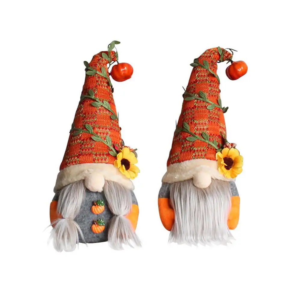

Fall Gnome Pumpkin Head Faceless Doll Sunflower Swedish Nisse Tomte Elf Dwarf Plush Doll Christmas Autumn Thanksgiving Decor