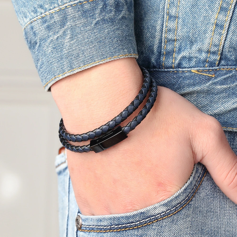 Браслет TYO кожаный мужской изящное Ювелирное Украшение ручной работы с