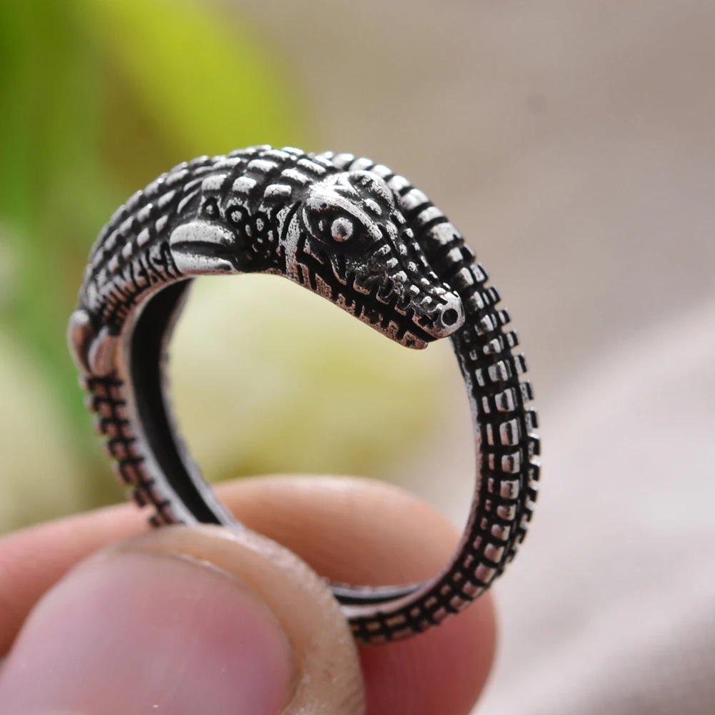 

Hot Sell Thai Silver Fashion Crocodile Animal Unisex Ring Jewelry Cheap Gift For Birthday Drop Shipping