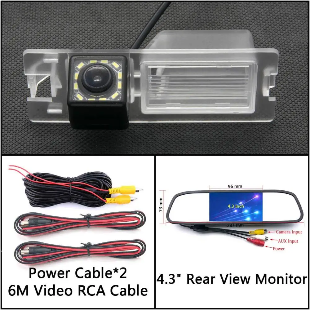 Cam N 4.3 Mirror 12 Светодиодный фонарь Автомобильная резервная камера заднего вида для FIAT Bravo Brava Croma Grande Punto/Punto EVO 500L Siena автомобильная парковочная водонепроницаемая - Название цвета: Cam N 4.3 Mirror