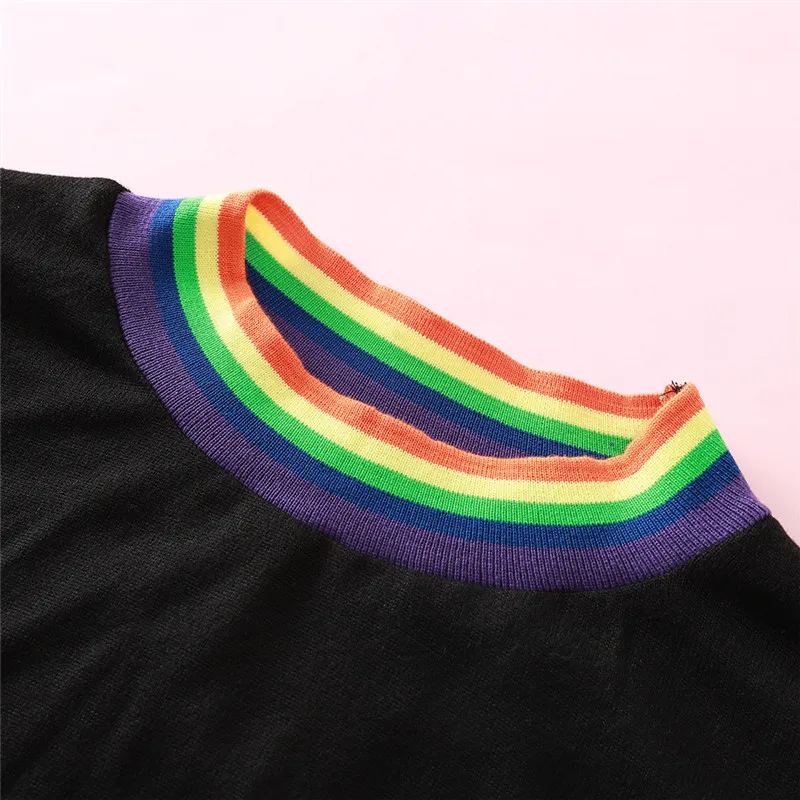 Модная женская осенняя спортивная рубашка для бега блузка с радужным принтом и