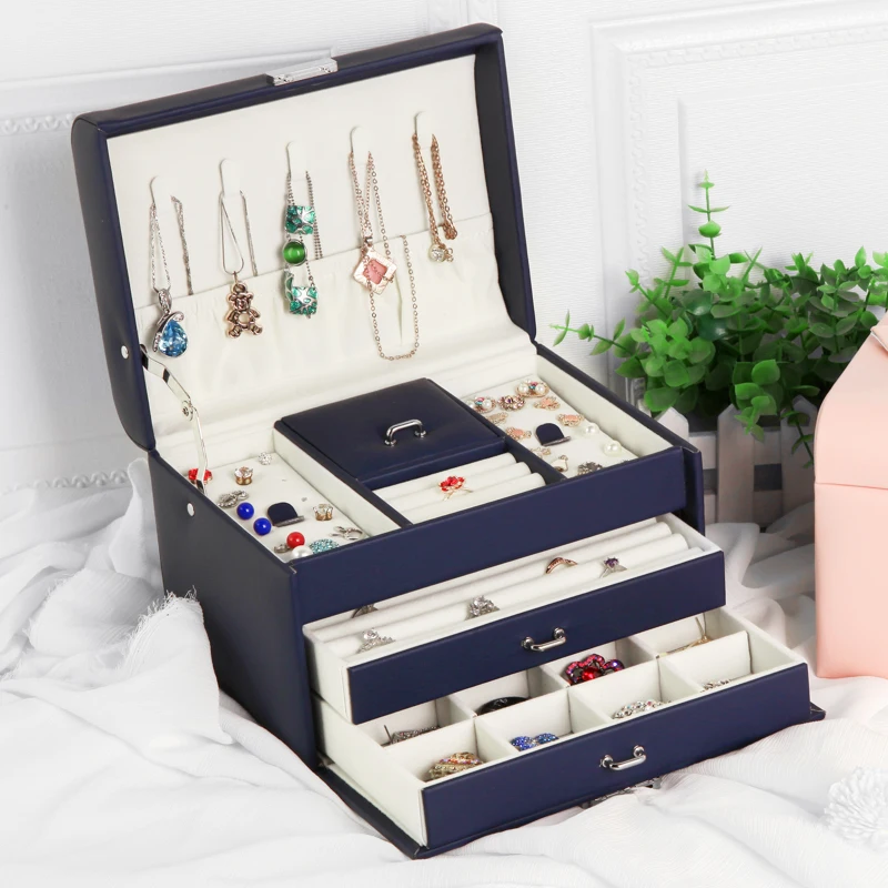 

Jewlery Box With Large Capacity Ornament Ear Stud Simple And Exquisite Necklace Ring Household High-End Jewelry Box