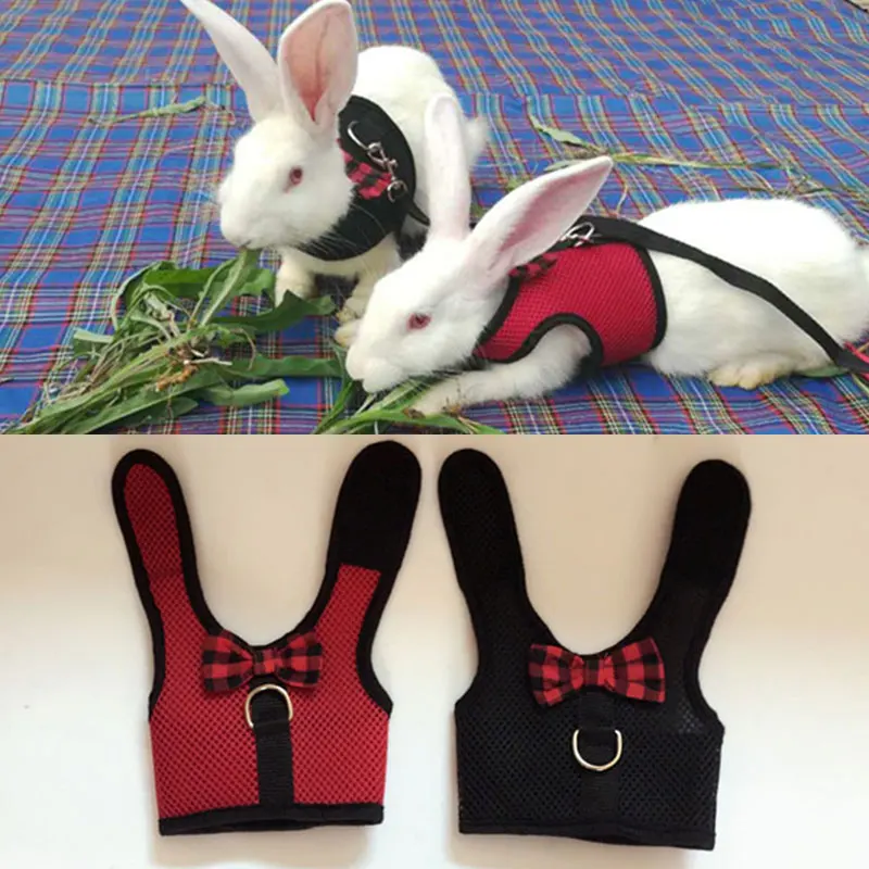 

Small Animal Rabbits Hamster Vest Harness Walking Soft Bowknot Mesh Chest Strap Breathable Bowknot Mesh Fully elastic belt Soft