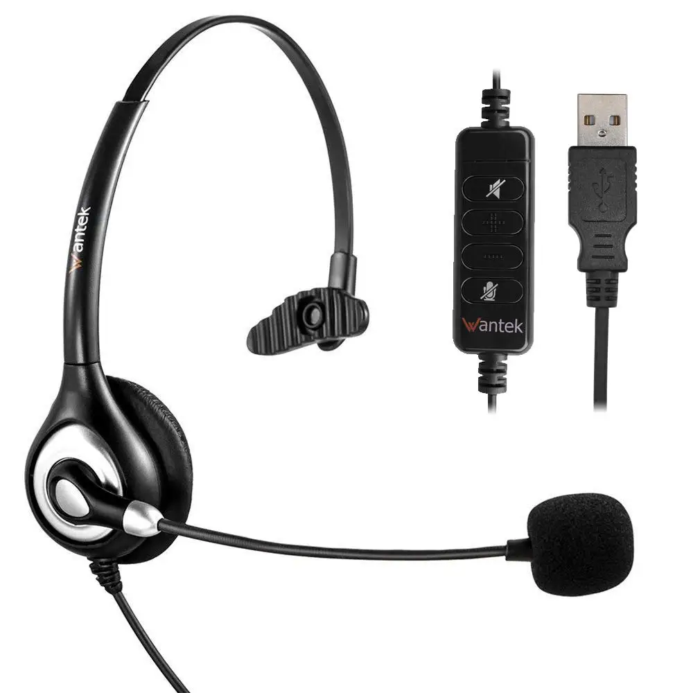 Wantek USB компьютерная гарнитура с микрофоном шумоподавления, проводные наушники, бизнес гарнитура для Skype, VOIP телефон, колл-центр - Цвет: USB UC600