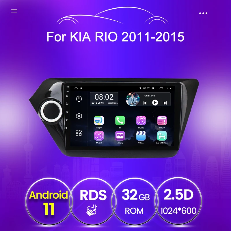 Автомобильный мультимедийный плеер совместимый с KIA RIO 3 4 2010-2016 GPS-навигация