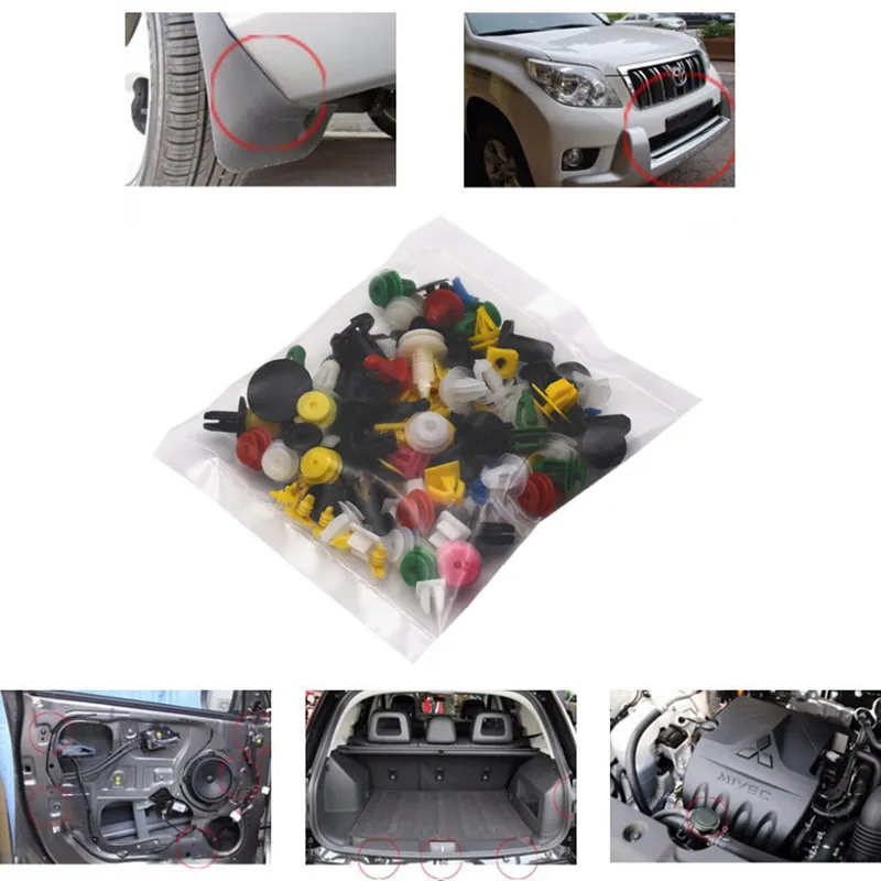 100 шт. универсальные разнообразные автомобильные крепежные зажимы для бампера