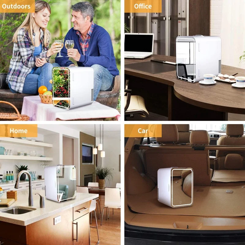 

Mini Portable Beauty Fridge Refrigerator 5 Liter Cooler & Warmer LED Lighting Mirror for Skincare,Bedroom Travel