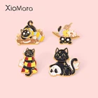 Эмалированная заколка в виде звезды и Луны, ведьмы, кота, шляпы, черепа, цветочные броши для женщин, Значки для сумок, одежды, булавки для лацканов, ювелирные изделия, подарок, оптовая продажа